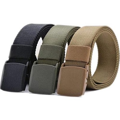 3Pack Nylon Military Tactical Men Belt Webbing Canvas Outdoor Web Belt with Plastic Buckle Fits Pant Up to 45"