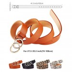 4 Pieces Women Faux Leather Waist Belt for Ladies Jeans Pants with Double O-Ring Buckle