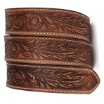 Belt for buckle Western Leather Engraved Tooled Strap w/Snaps for Interchangeable Buckles USA…