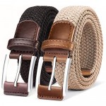 Belt for Men 2Units Woven Stretch Braided Belt Gift-boxed Golf Casual Pants Jeans Belts Width 1 3/8