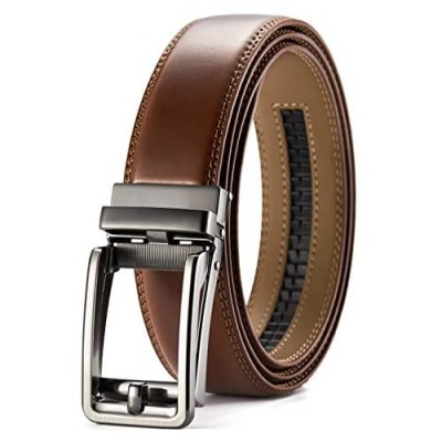 Chaoren Click Ratchet Belt Dress with Sliding Buckle 1 3/8" - Men's Belt Adjustable Trim to Exact Fit
