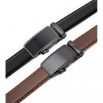 Chaoren Leather Ratchet Slide Belt 2 Pack with Click Buckle 1 1/4 in Gift Set Box - Adjustable Trim to Fit