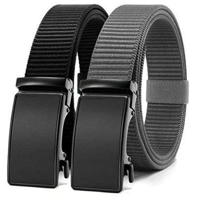 Chaoren Nylon Ratchet Belt 2 Pack Mens Belts Casual for Golf Fully Adjustable Trim to Exact Fit
