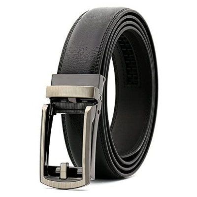 Chemstar Men's Dress Comfort Genuine Click Belt，Adjustable Leather Belt 27-46"