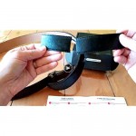 CLUBBELTS Men's Leather Ratchet Belt with Automatic Buckle Black/White/Brown 1 3/8 Wide Adjustable Dress Belt for Men