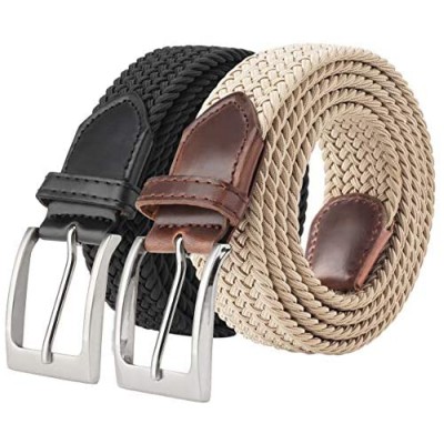 Fairwin Men's Stretchy Belt 1.3'' Width Unisex Elastic Braided Stretch Belts