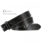 Genuine Full Grain Western Floral Engraved Tooled Leather Belt Strap 1-1/2 Wide