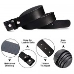HJONES Men’s Replacement Belt no Buckle Belt Strap Men's Leather Belt with Silver Snap On Belt Without Buckle 1 1/2” Wide