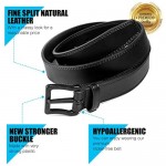 ITAY Metal Free Leather Belt - 34 mm - Hypoallergenic - Airport Friendly Nickel Free Strong New Buckle