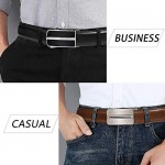 ITIEZY Leather Ratchet Dress Belt 2 Pack with Automatic Buckle Adjustable Click Sliding Belt for Men Trim to Fit