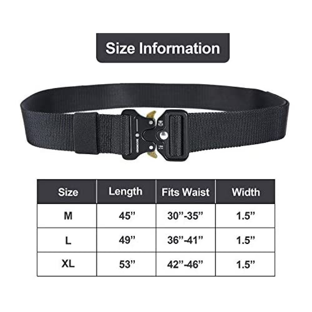 KingMoore Men's Tactical Belt Heavy Duty Webbing Belt Adjustable ...
