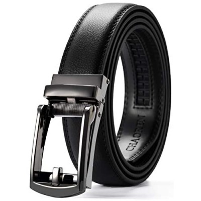 Leather Ratchet Belt 1 1/4" Comfort with Click Buckle CHAOREN Dress Belt Adjustable Trim to Exact fit