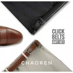 Leather Ratchet Dress Belt 2 Pack 1 3/8 Chaoren Click Adjustable Belt Comfort with Slide Buckle Trim to Exact Fit