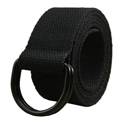 Maikun Mens & Womens Canvas Belt with Black D-ring 1 1/2" Wide Extra Long Solid Color