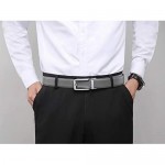 Men's Leather Ratchet Comfort Click Belt Dress with Slide Buckle -Adjustable Trim to Fit