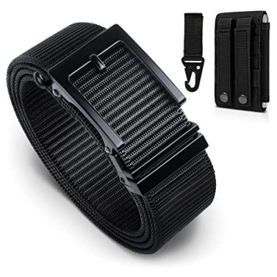 Mens Nylon Ratchet Belt - 1.5" Webbing Belts with Automatic Slide Gift with Tactical Phone Pouch and Hook