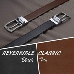 Men's Reversible Classic Dress Belt Italian Top Grain Leather Black & Brown Rotating Buckle by Prospero Comfort