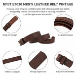 NPET Mens Leather Belt Full Grain Vintage Distressed Style Snap on Strap 1 1/2 Wide