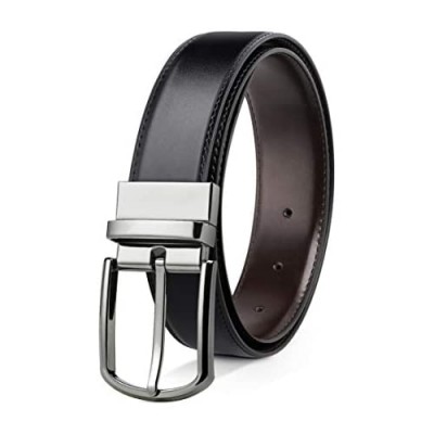 Reversible Leather Belts For Men Big and Tall 32"-62" Trim To Fit With Gift-Box