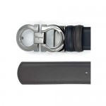 Sаlvаtore Ferrаgаmo Men's Belt Black and Silver Plate Buckle Two-sided Belt 0679535
