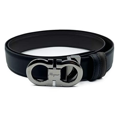 Sаlvаtore Ferrаgаmo Men's Belt Black and Silver Plate Buckle Two-sided Belt 0679535