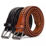 Tanpie Fashion Men's Braided Belt Leather Strap for Jeans