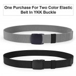 WHIPPY 2 Pack Elastic Stretch Belt for Men Nickle Free Hiking Nylon Belt in YKK Buckle up to 51 Inches