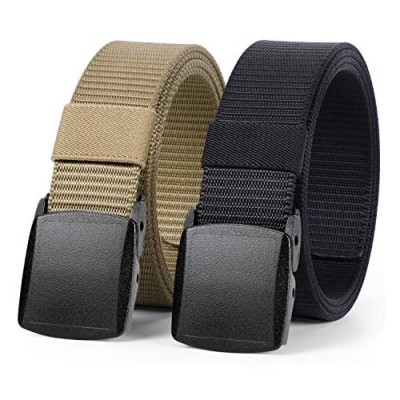 WHIPPY 2 Pack Nylon Belt Outdoor Military Web Belt with YKK Plastic Buckle Men Tactical Webbing Belt in 1.5 Inches Width