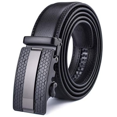 X XHtang Men's Ratchet Belt with Genuine Leather Slide Belt for men 1 3/8 inches Wide