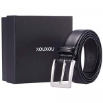XOUXOU Men Genuine Leather Belt Classic Casual Dress Belts with Prong Buckle