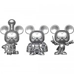 Funko Pop! 3 Pack & Tee: Disney - Mickey's 90th T-Shirt and Silver Steamboat Willie Conductor and Apprentice Exclusive Size XL