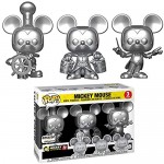 Funko Pop! 3 Pack & Tee: Disney - Mickey's 90th T-Shirt and Silver Steamboat Willie Conductor and Apprentice Exclusive Size XL