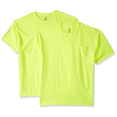 Hanes Men's Workwear Short Sleeve Tee (2-Pack) Safety Green Medium