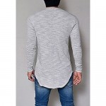 Makkrom Mens Long Sleeve T Shirts Hippie Solid Slim Basic Stretchy Long Line Tee Tops
