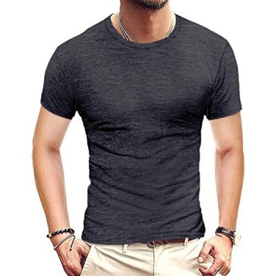 Mens Slim Fit T Shirts Short Sleeve Crew Neck Casual Workout Tops