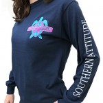 Southern Attitude Snappy Turtle Navy Long Sleeve Shirt