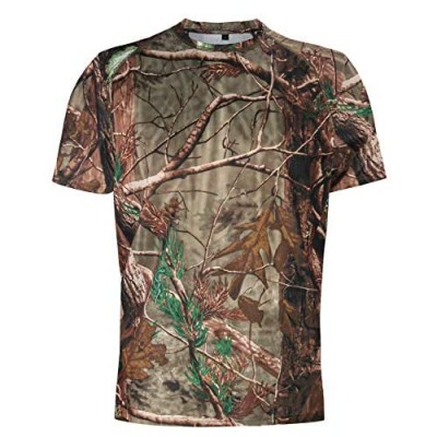 Wisdom Leaves Men's Short Sleeve Camo T-Shirt Lightweight Performance Tee for Hunting Hiking Fishing