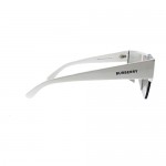Burberry BE 4291 3007/H White Plastic Rectangle Sunglasses Silver Burberry Logo Lens