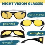 HD Day / Night Driving Glasses Fit Over Sunglasses for Men & Women - Anti Glare Polarized Wraparounds
