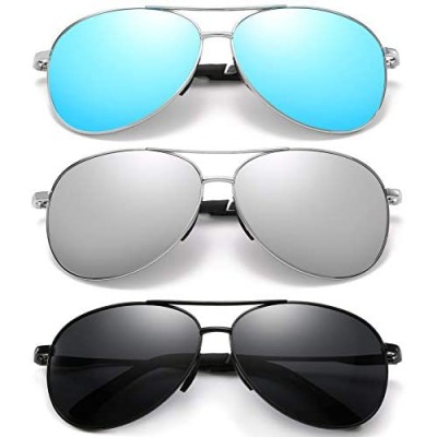 Polarized Aviator Sunglasses for Men and Women-UV400 Protection Mirrored Lens -Metal Frame with Spring Hinges