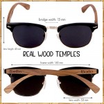 WOODIES Polarized Walnut Wood Sunglasses for Men and Women | Black Polarized Lenses and Real Wooden Frame | 100% UVA/UVB Ray Protection