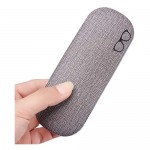 2 Pack Hard Shell Eyeglasses Case Protective Linen Case Fabrics Large Glasses Case Concise (Grey and Blue)