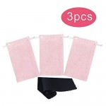 3X Pink Microfiber Sunglasses Glasses Gadgets Cleaning & Storage Pouch