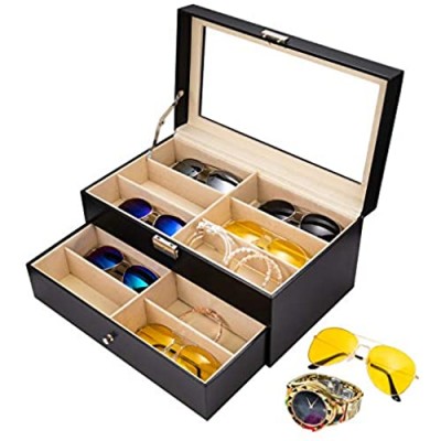 APL Display Sunglasses Organizer for Women Men 12 Slot Sunglasses Case Organizer Multi Glasses Case Display Eyeglasses Storage Box Sunglasses Storage Jewelry Watch Collection Case