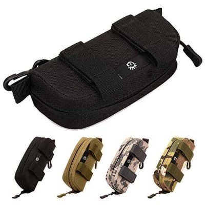 CamGo Tactical Sunglasses Hard Case Portable Molle Zipper Nylon Eyeglasses Carrying Case with Clip