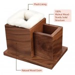 Elm Plush Lined Eyeglasses Holder Stand Natural Walnut Wood with Brooch and Microfiber Cleaner Soft Brush