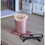 Eyeglass Holders – 2-Pack Eyeglass Stands with Soft Plush Lining - Eyeglass Holder Stands with PU Leather Exterior 4.6 x 4.7 x 3.2 Inches Silver and Pink
