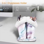 Fintie Plush Lined Double Eyeglasses Holder with Magnetic Base- Anti-scratch PU Leather Glasses Stand Case