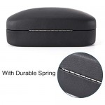 Large Sunglasses Case Eyeglasses Case - Hard Shell Glasses Case Lined Black Golden Silver PU Leather with Cleaning Cloth