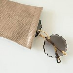 Leather Sunglasses Pouch Eyeglasses Bag Soft Glasses Case Fashion Color Classic Veins Design